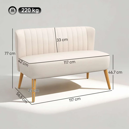 Dvivietė sofa, 2 vietų, 117 × 77 × 56,5 cm - Sofos