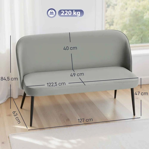 Sofa su reguliuojamo aukščio kojelėmis