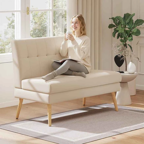Dvivietė sofa, 2 vietų, Smėlio, 118 × 68 × 90 cm - Sofos