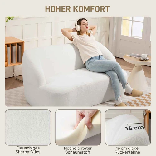 Moderni dvivietė sofa apvalintomis linijomis