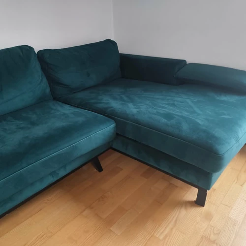 Prabangi žalia velvetinė kampinė sofa, tik savivežimas