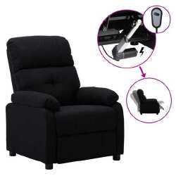 Elektrinė atlošiama kėdė, juodos spalvos, audinys