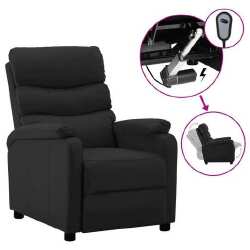 Elektrinė atlošiama kėdė, juodos spalvos, dirbtinė oda