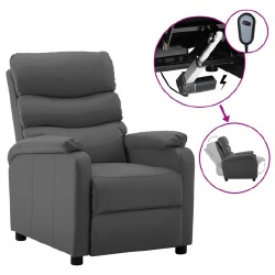 Elektrinė atlošiama kėdė, pilka, dirbtinė oda
