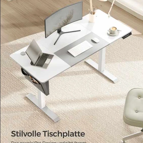 Elektrinis reguliuojamo aukščio rašomasis stalas 60x140x120cm., baltos/pilkos spalvos - Darbo stalai