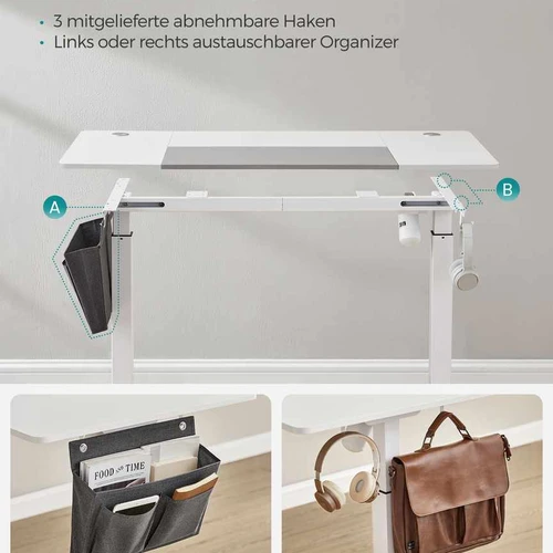 Elektrinis reguliuojamo aukščio rašomasis stalas 60x140x120cm., baltos/pilkos spalvos - Darbo stalai