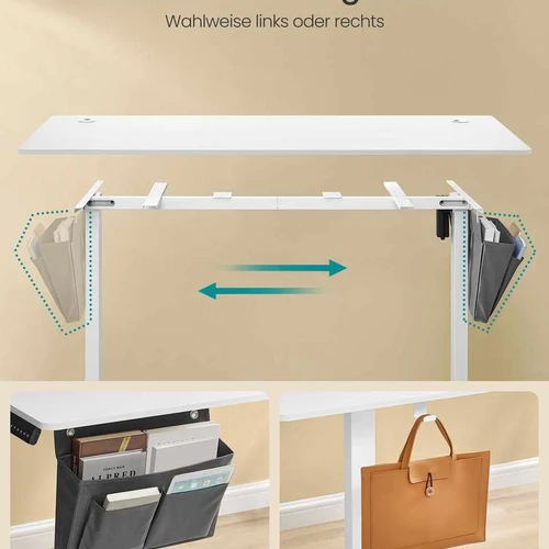 Elektrinis reguliuojamo aukščio rašomasis stalas 70x160x120cm., baltos/pilkos spalvos - Darbo stalai