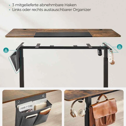 Elektrinis reguliuojamo aukščio rašomasis stalas 70x160x120cm., juodos/rudos spalvos - Darbo stalai