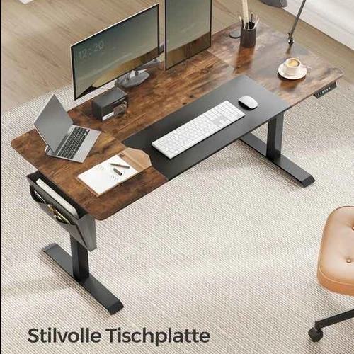 Elektrinis reguliuojamo aukščio rašomasis stalas 70x160x120cm., juodos/rudos spalvos - Darbo stalai