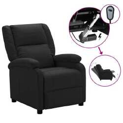 Elektrinis televizoriaus krėslas, juodos spalvos, dirbtinė oda