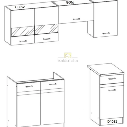 Spacious 180 cm Kitchen Cabinet with Light Rijeka and Oak Veneer