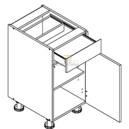 Compact Kitchen Cabinet with Multiple Storage Options and Light Rijeka Finish