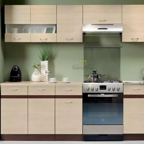 Elegantiška virtuvės spinta su šviesiu Ąžuolo venge