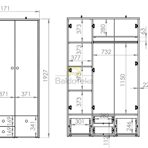 Aukštos kokybės LMDP spintos – 117/193/51 cm