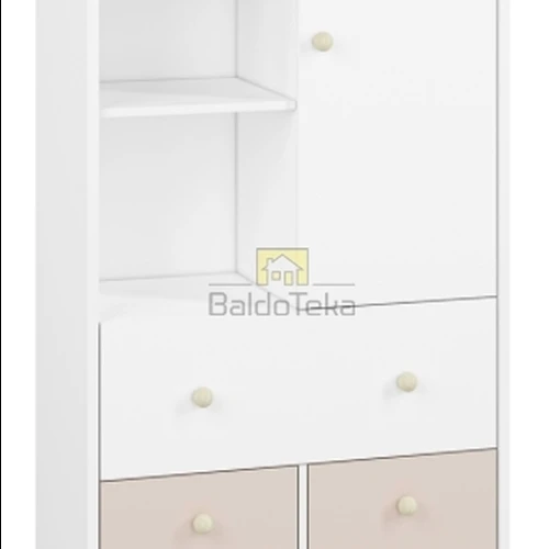 Stilingas baltas stalas su moderniu dizainu ir keičiamomis durelėmis