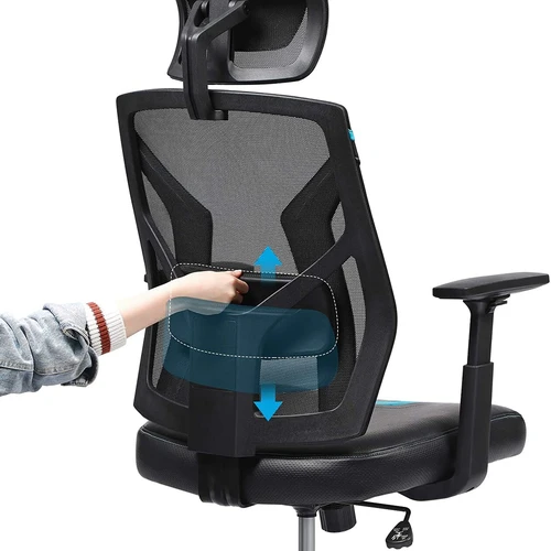 Kėdė su perforuota sėdyne ir kvėpuojančiu atlošu