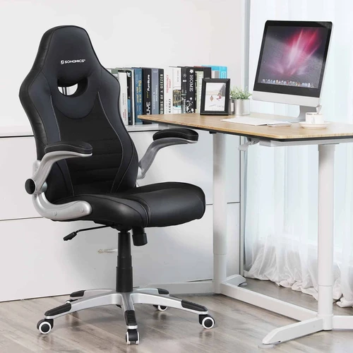 Juoda biuro kėdė su saugos spyruokle ir nailoniniais ratukais