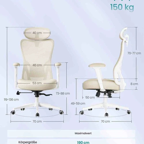 Ergonomiška biuro kėdė SONGMICS OBN066BH01 - Darbo kėdės