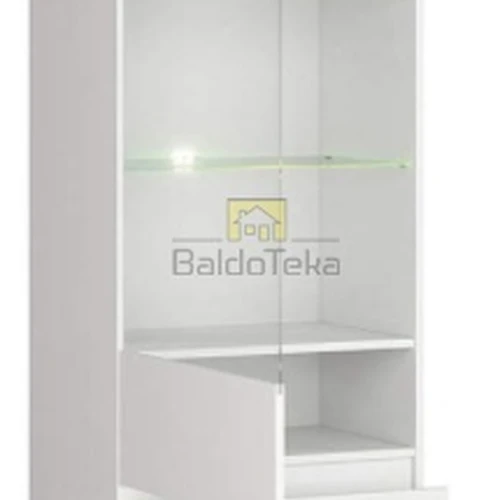 Balta matinė spinta su ąžuolo minerva ir blizgiu apdailu