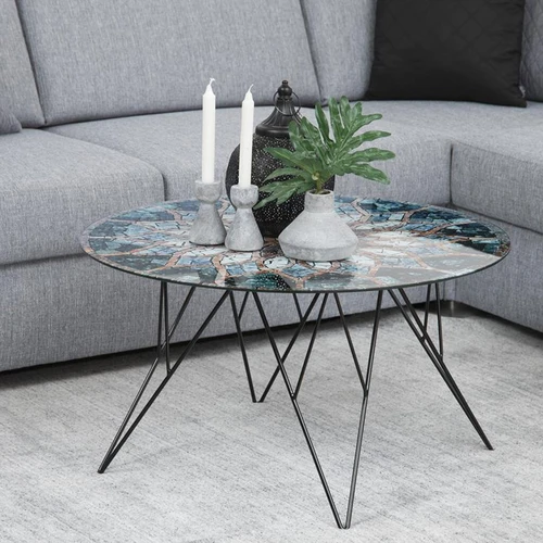 Aukštos kokybės chromuoto metalo kavos staliukas, skersmuo 80 cm