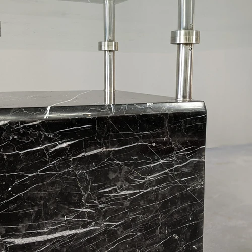 Modernus valgomojo stalas 130x73 cm – stiklas ir marmuras