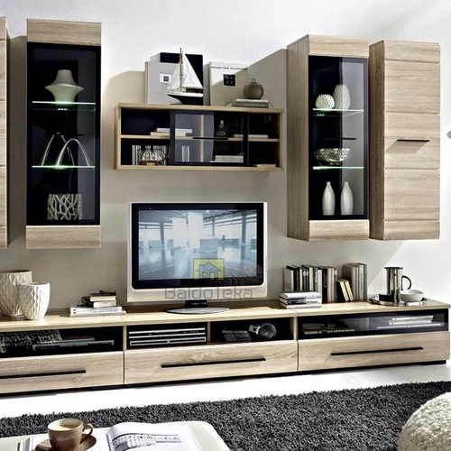 Moderni 40x125x38 cm spinta su šviesiu ąžuolo atspalviu