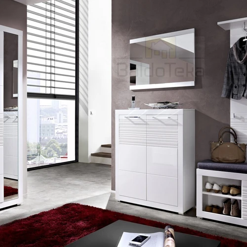 Moderni baltos spintelė su matiniu ir blizgiu apdailu