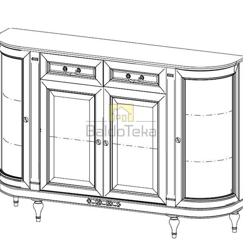 Erdvus stalas su alksnio fasadais ir buko kojelėmis