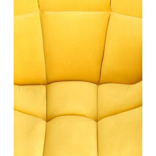 Minkšta geltona velveto fotelė su plieniniu pagrindu