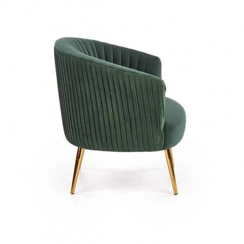 Stilinga žalona kėdė su aukso kojomis, aksominis audinys