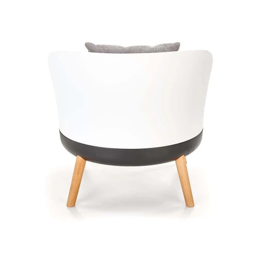 Stilinga balta kėdė su audinio apmušalu ir tvirtu pagrindu