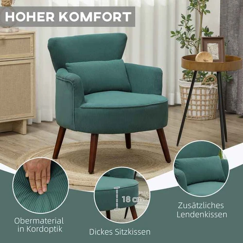 Fotelis Homcom 69x69,5x78cm., žalios/rudos spalvos - Foteliai