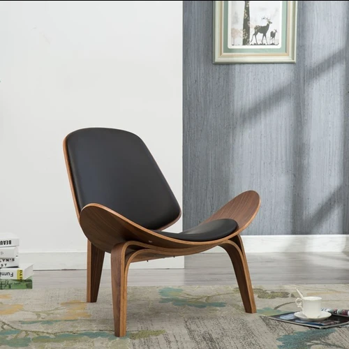 Stilingas juodas/rudas fotelis su dirbtine oda ir medienos imitacija