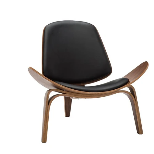 Stilingas juodas/rudas fotelis su riešutmedžio atspalviu