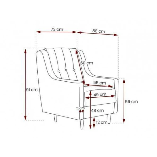 Plati sofė 73x91x88 cm – puikus pasirinkimas