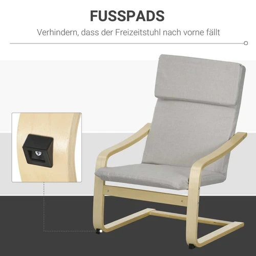 Fotelis su pakoju Homcom, pilkos/šviesiai rudos spalvos - Foteliai