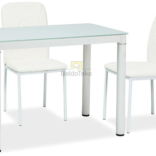 Stilinga baltos spalvos kėdė su metaliniu pagrindu ir stiklo sėdyne