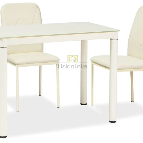 Moderni kreminė kėdė su stiklo ir metalo deriniu