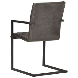 Gembinės valgomojo kėdės, 4vnt., pilkos spalvos, tikra oda - Kėdės