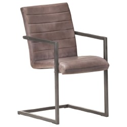 Gembinės valgomojo kėdės, 4vnt., rudos spalvos, tikra oda - Kėdės