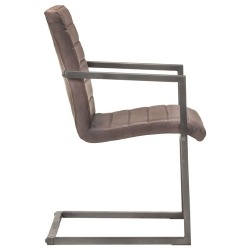 Gembinės valgomojo kėdės, 4vnt., rudos spalvos, tikra oda - Kėdės