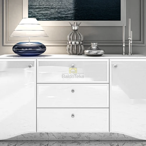 Aukštos kokybės baltas stalas su pilno ištraukimo bėgeliais