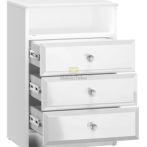 Balta matinė spintelė su pilno ištraukimo bėgeliais