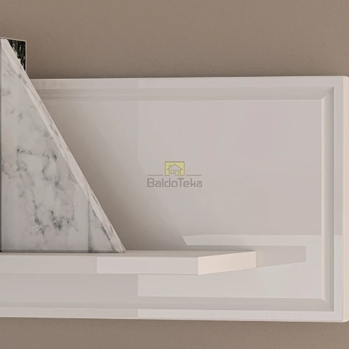 Balta matinė spintelė su blizgiu akcentais