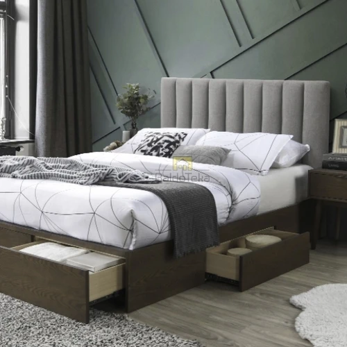 Modernus MDF lovos rėmas su natūralaus medžio lukštu