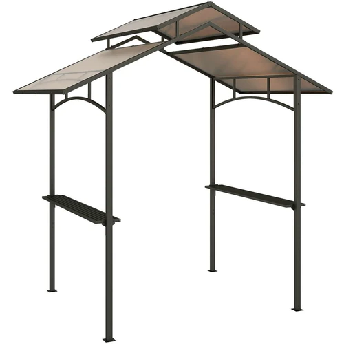 Grilio pavėsinė Aosom 84C-218, Dvigubu stogu, Juoda/ruda, 240 × 250 × 150 cm