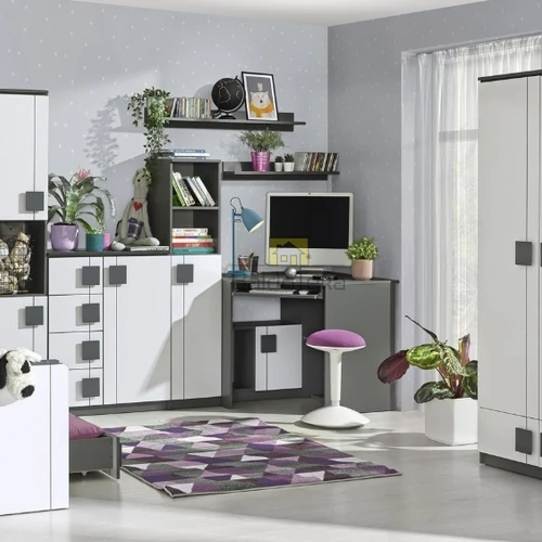 Elegantiškas baldų rinkinys antracito ir baltos spalvos