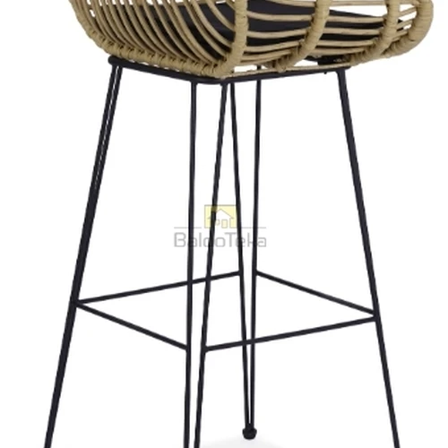 Modernus rataninis kėdžių rinkinys su gobelenu