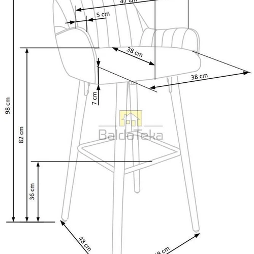 Ergonominis sofos kampas 75-98/47/49 cm, apkrova iki 100 kg