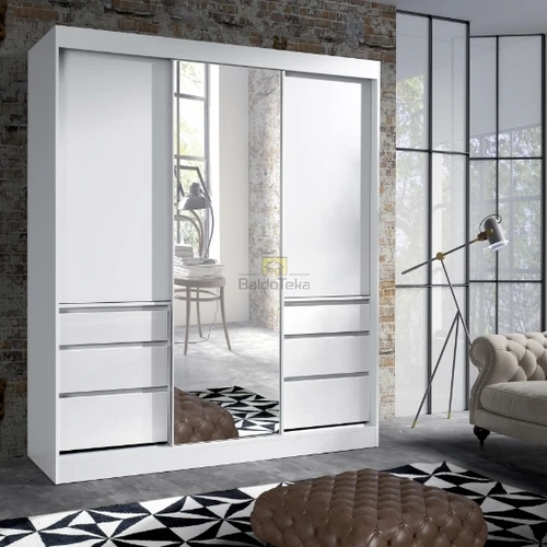 Balta matinė spinta su veidrodžiu